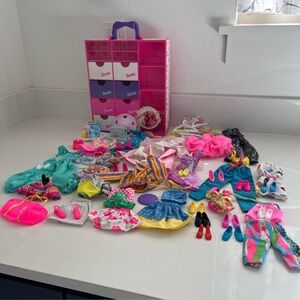 Huge Lot Vintage Barbie Closet Organizer Travel Case, Clothing Shoes Accessories